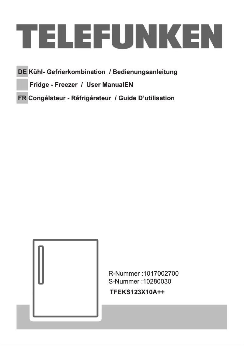 Page 1 de la notice Manuel utilisateur Telefunken TFEKS123X10A++