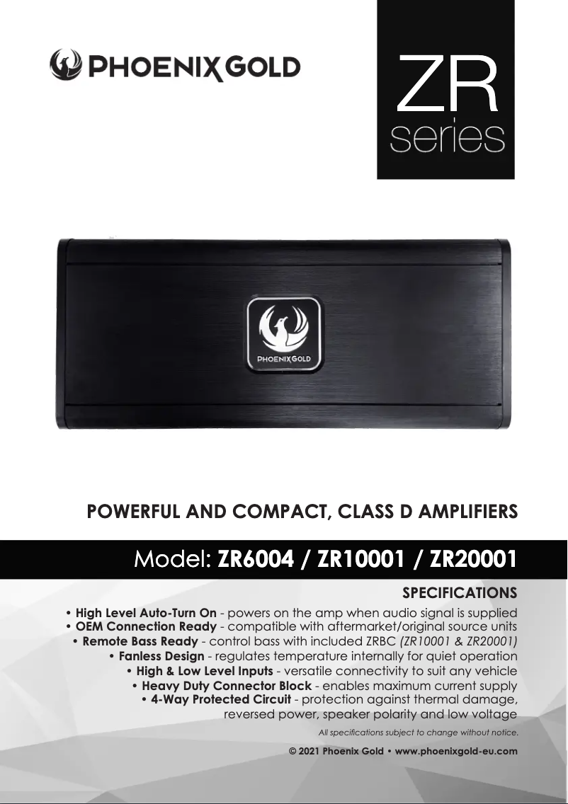 Page 1 de la notice Manuel utilisateur Phoenix Gold ZR6004