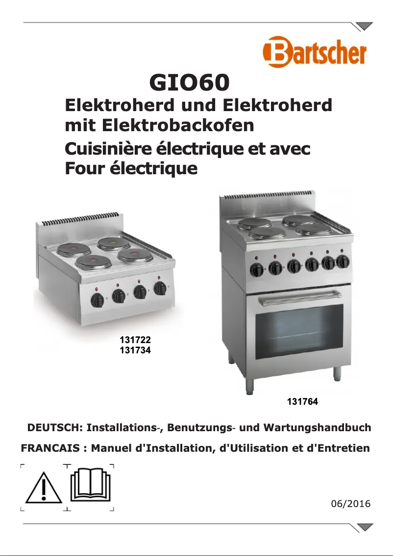 Page 1 de la notice Manuel utilisateur Bartscher 131764