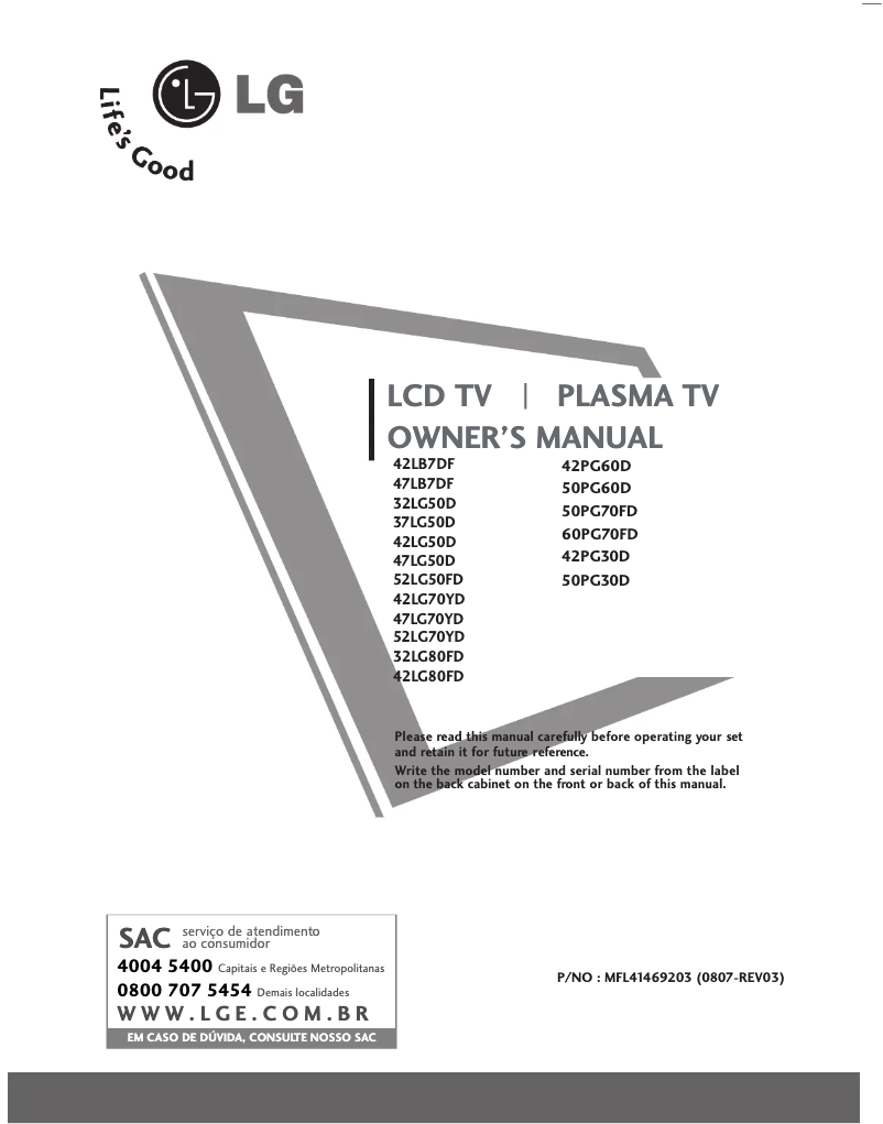 Página 1 del manual Manual de usuario LG 47LG50D