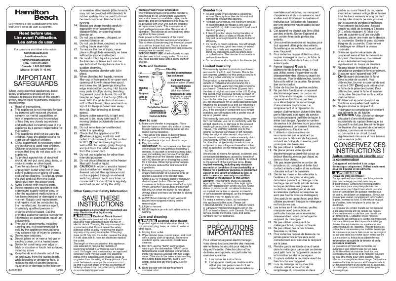 Image de la première page du manuel de l'appareil 50190