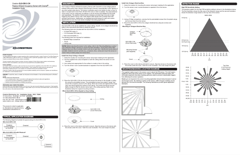 Page 1 de la notice Manuel utilisateur Crestron GLS-OIR-C-CN