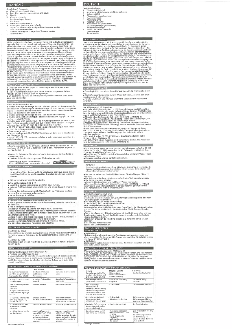 Page 1 de la notice Manuel utilisateur Rowenta CT2108