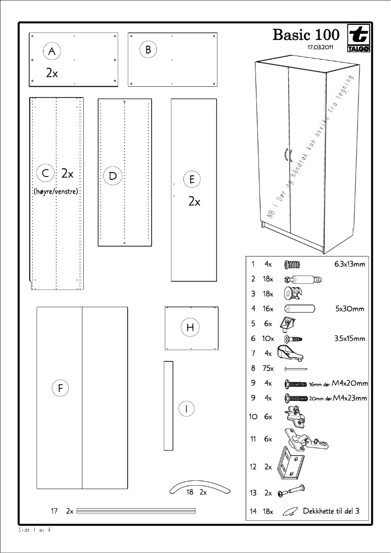 Page n°1 - Manuel utilisateur Talgø Basic (100cm)