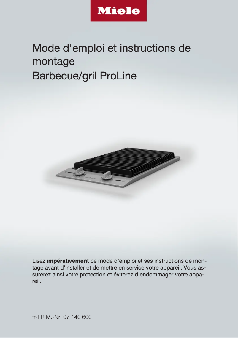 Page 1 de la notice Manuel utilisateur Miele CS 1312 BG