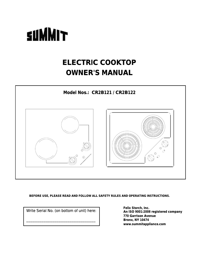 Page 1 de la notice Manuel utilisateur Summit CR2B122