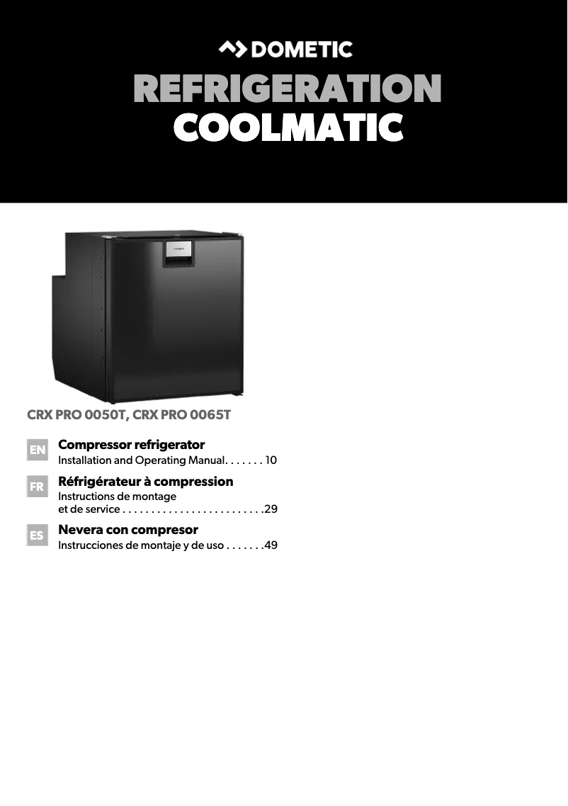 Page 1 de la notice Guide d'installation Dometic CRX Pro 65