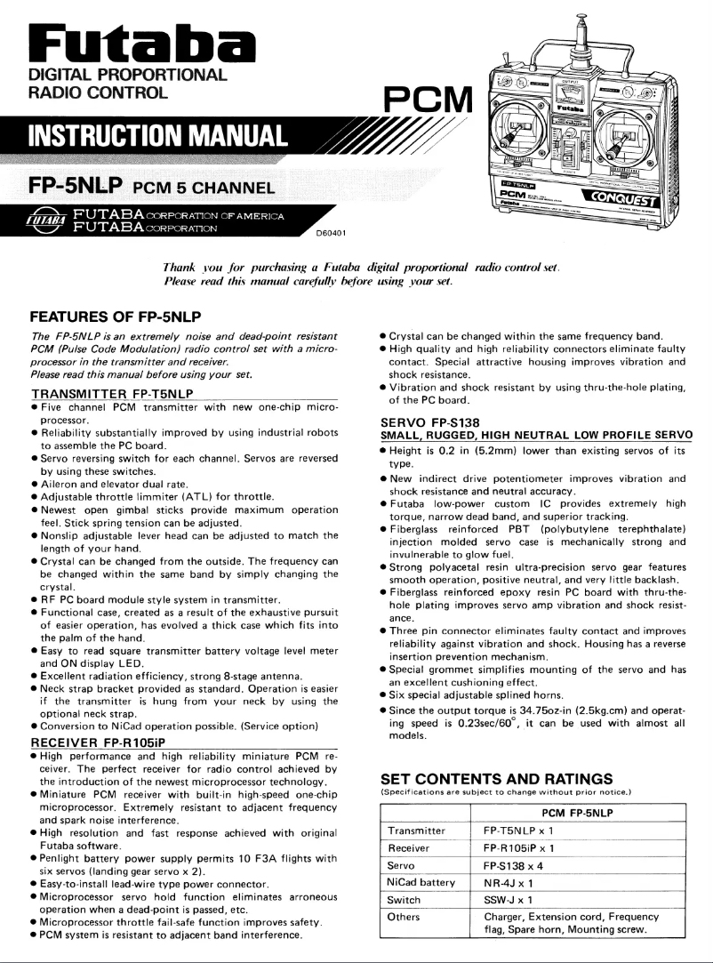 Page 1 de la notice Manuel utilisateur Futaba FP5NLP