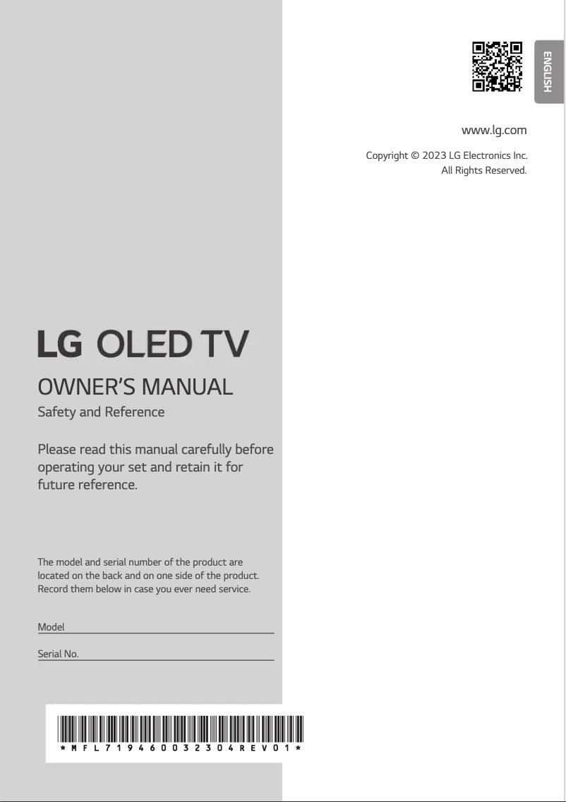 Image de la première page du manuel de l'appareil OLED65B42LA
