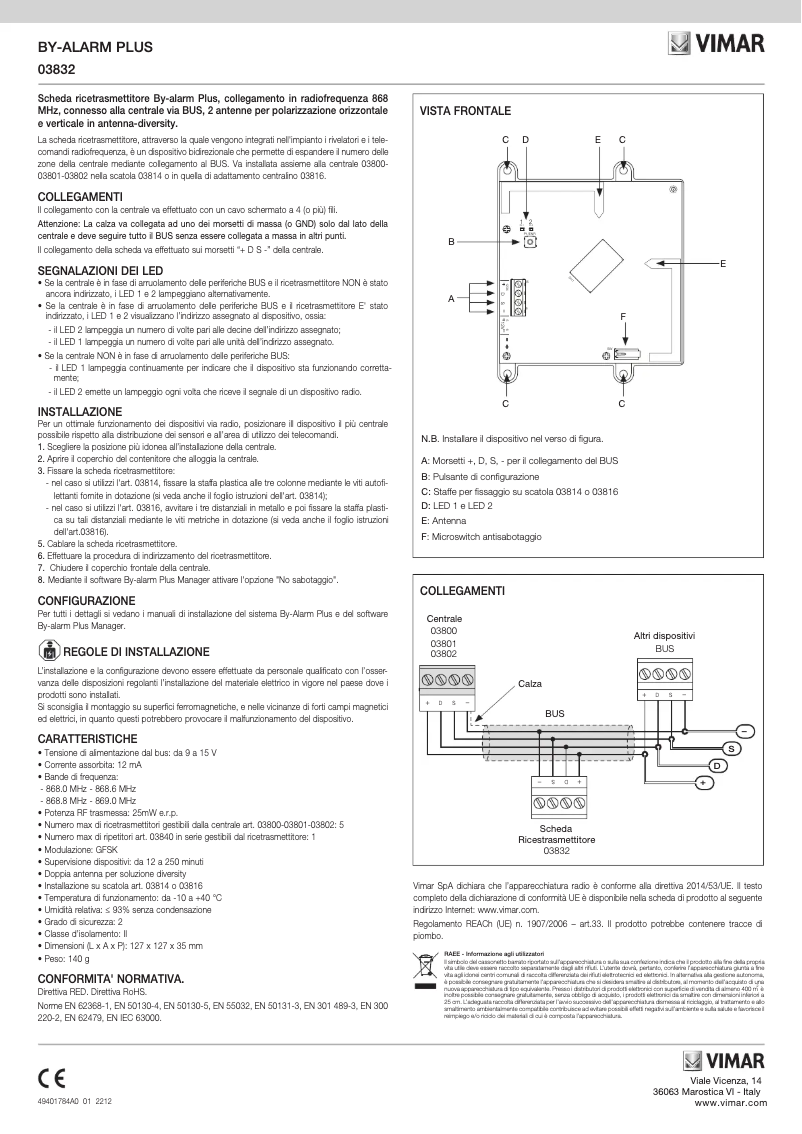 Page n°1 - Instructions / montage Vimar 03832