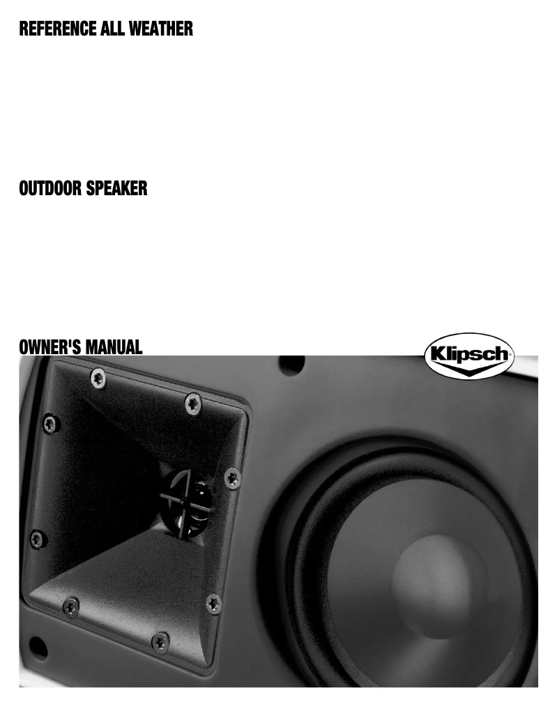 Page 1 de la notice Manuel utilisateur Klipsch AW-525