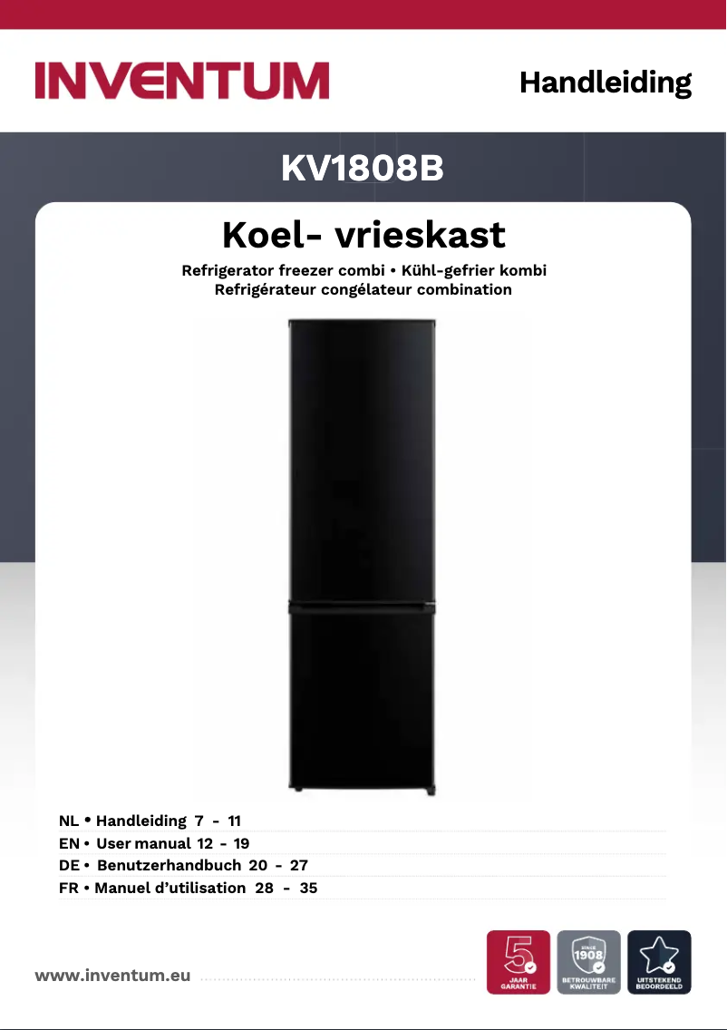 Image de la première page du manuel de l'appareil KV1808B