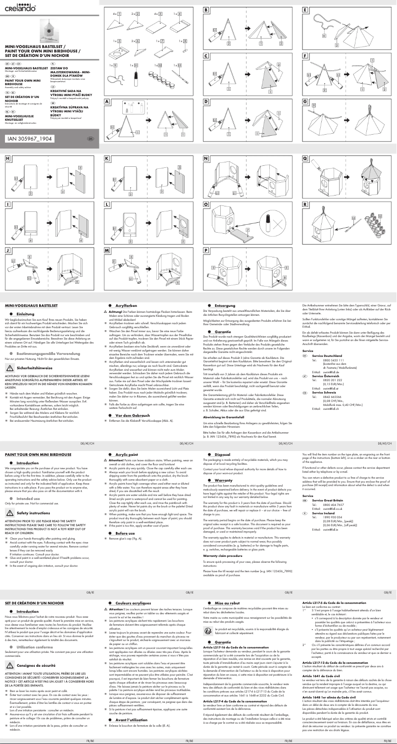 Page n°1 - Manuel utilisateur Crelando IAN 305967