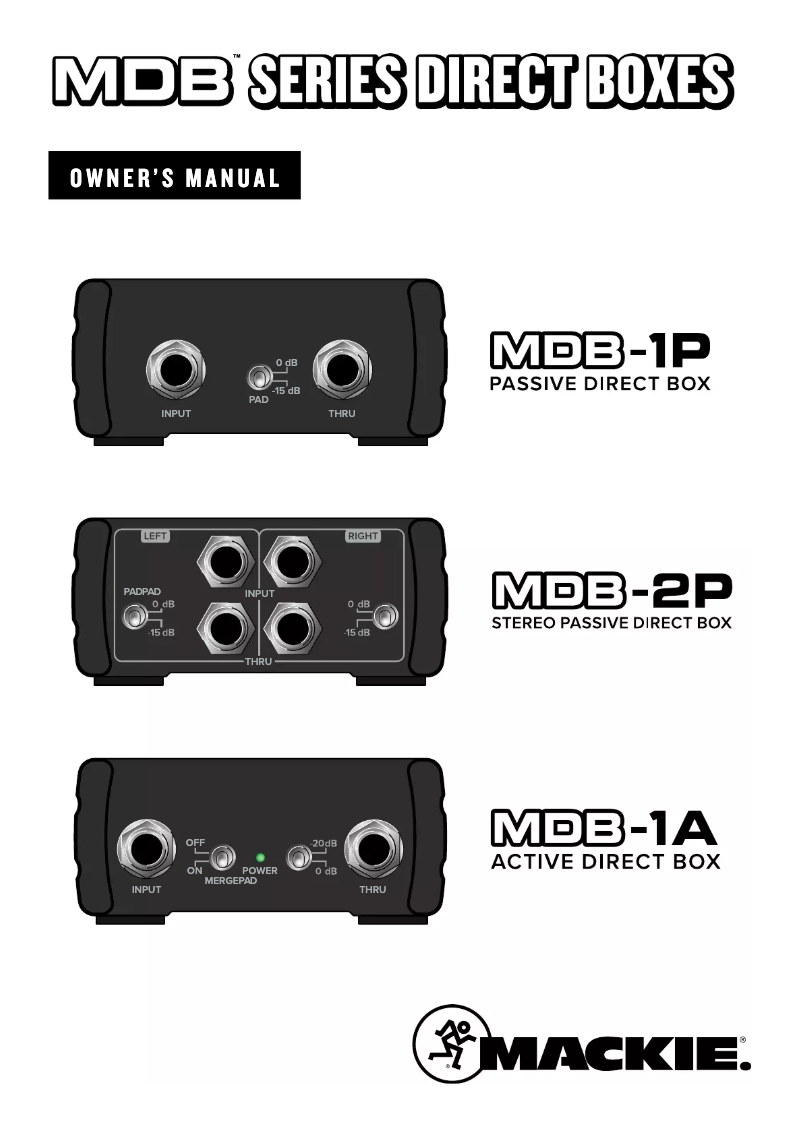 Page 1 de la notice Manuel utilisateur Mackie MDB-1A