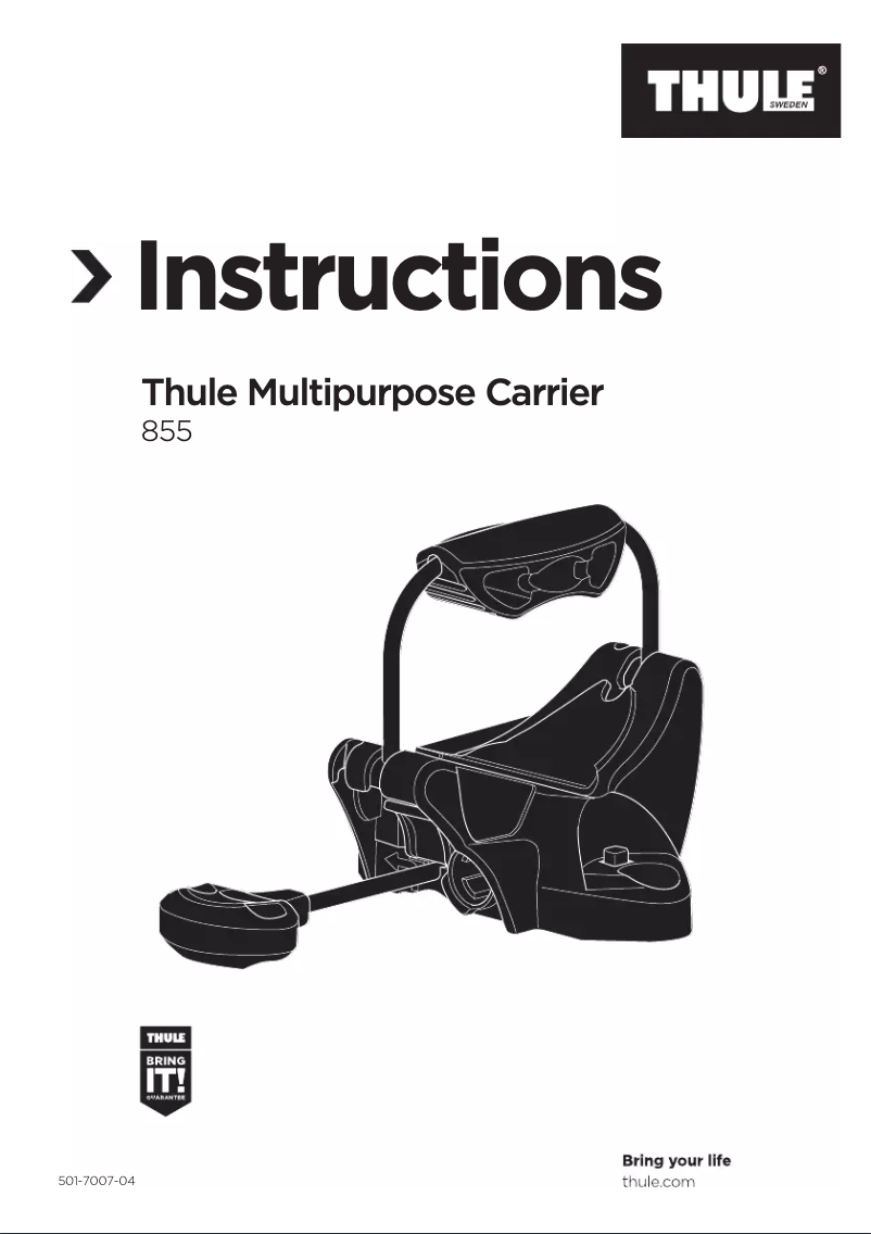 Page 1 de la notice Manuel utilisateur Thule Multipurpose Carrier 855
