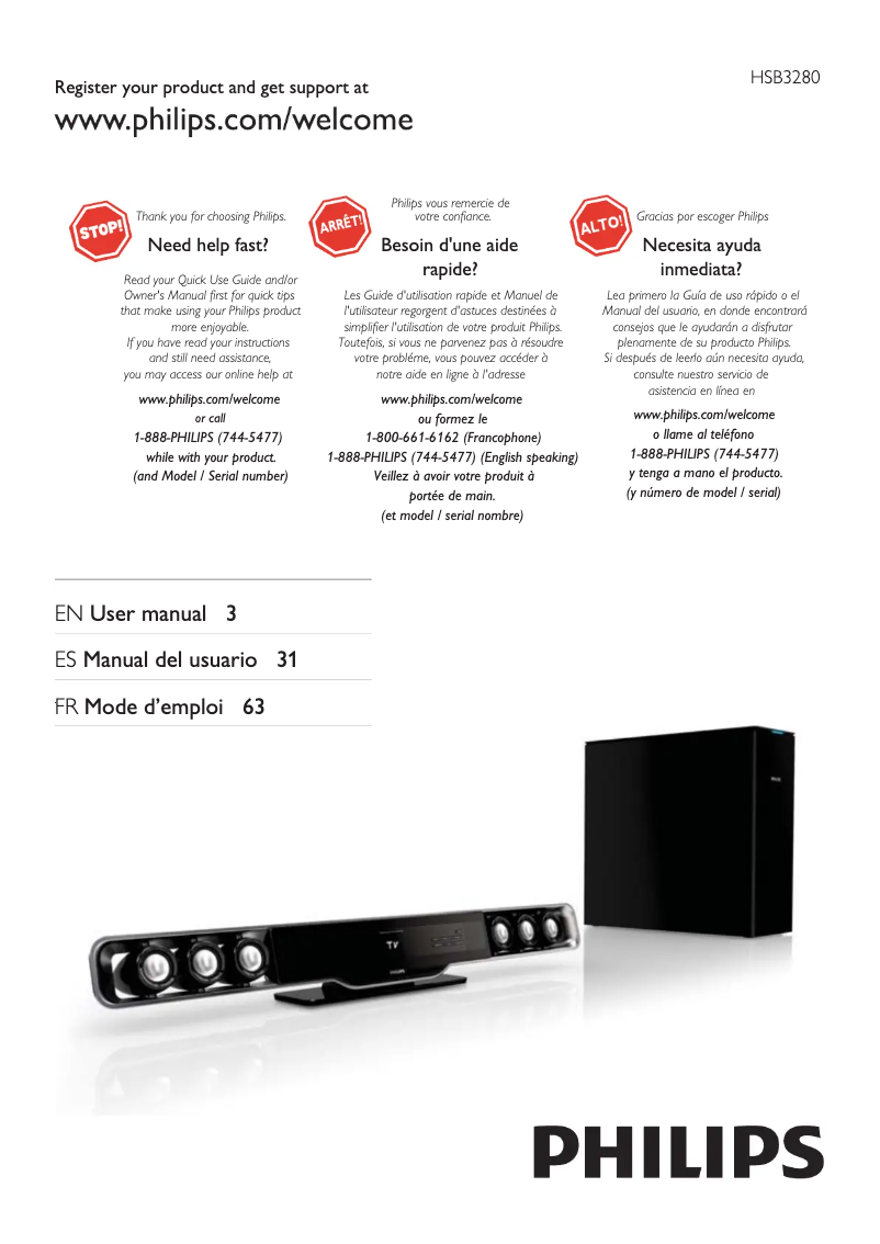 Image de la première page du manuel de l'appareil HSB3280