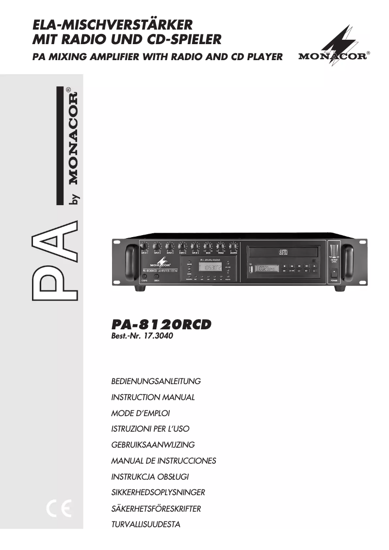 Image de la première page du manuel de l'appareil PA-8120RCD