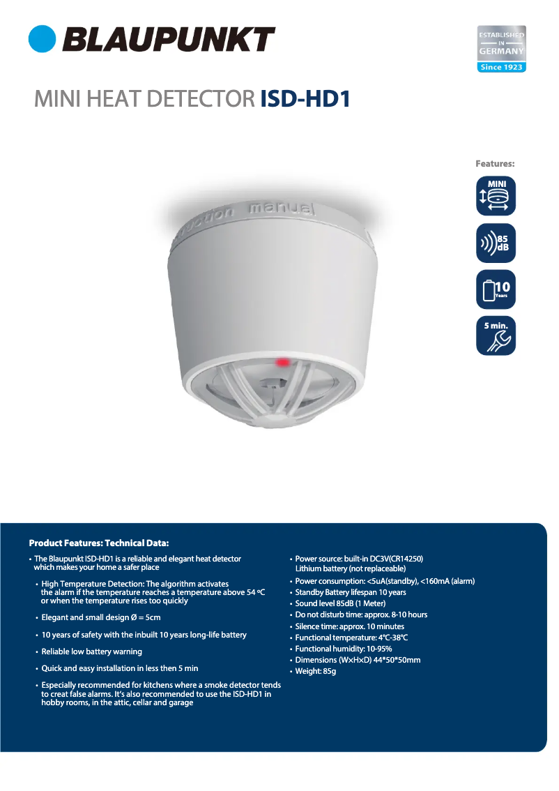 Page 1 de la notice Manuel utilisateur Blaupunkt Mini ISD-HD1