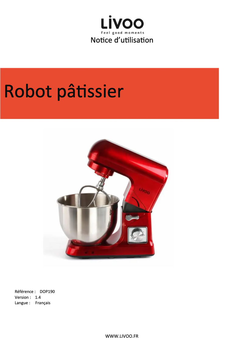 Page n°1 - Manuel utilisateur Livoo DOP190