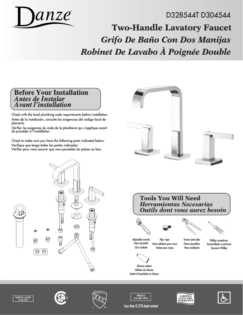 Page n°1 - Manuel utilisateur Danze D304544