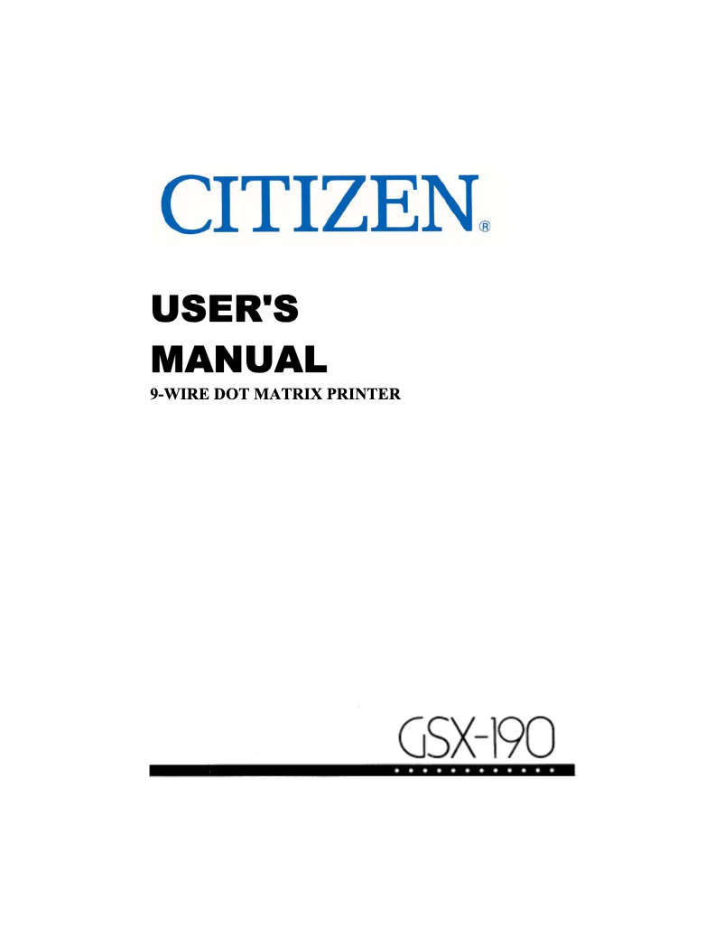 Page n°1 - Manuel utilisateur Citizen GSX-190