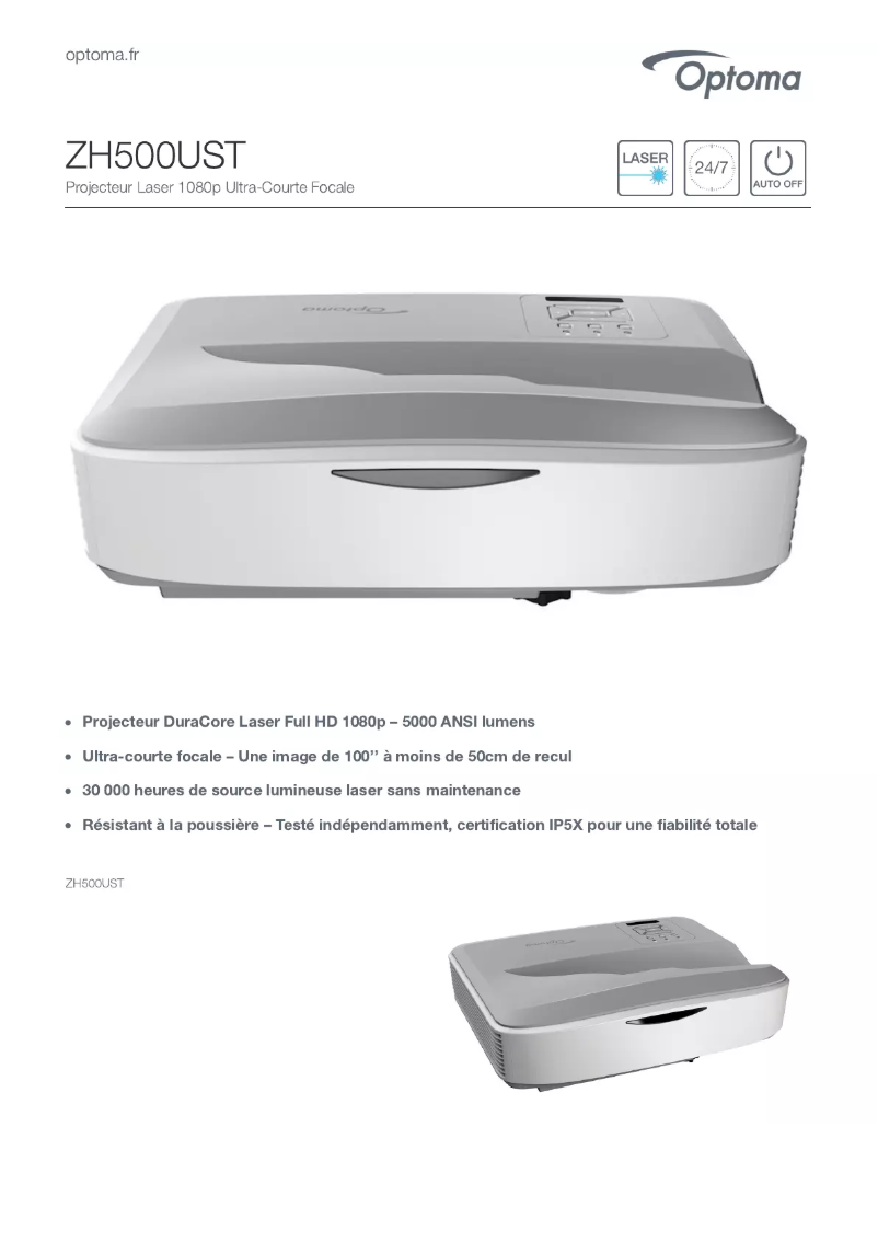 Image de la première page du manuel de l'appareil ZH500UST