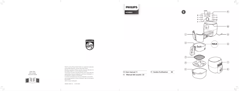 Page 1 of the manual User Manual Philips Premium Airfryer XXL HD9863