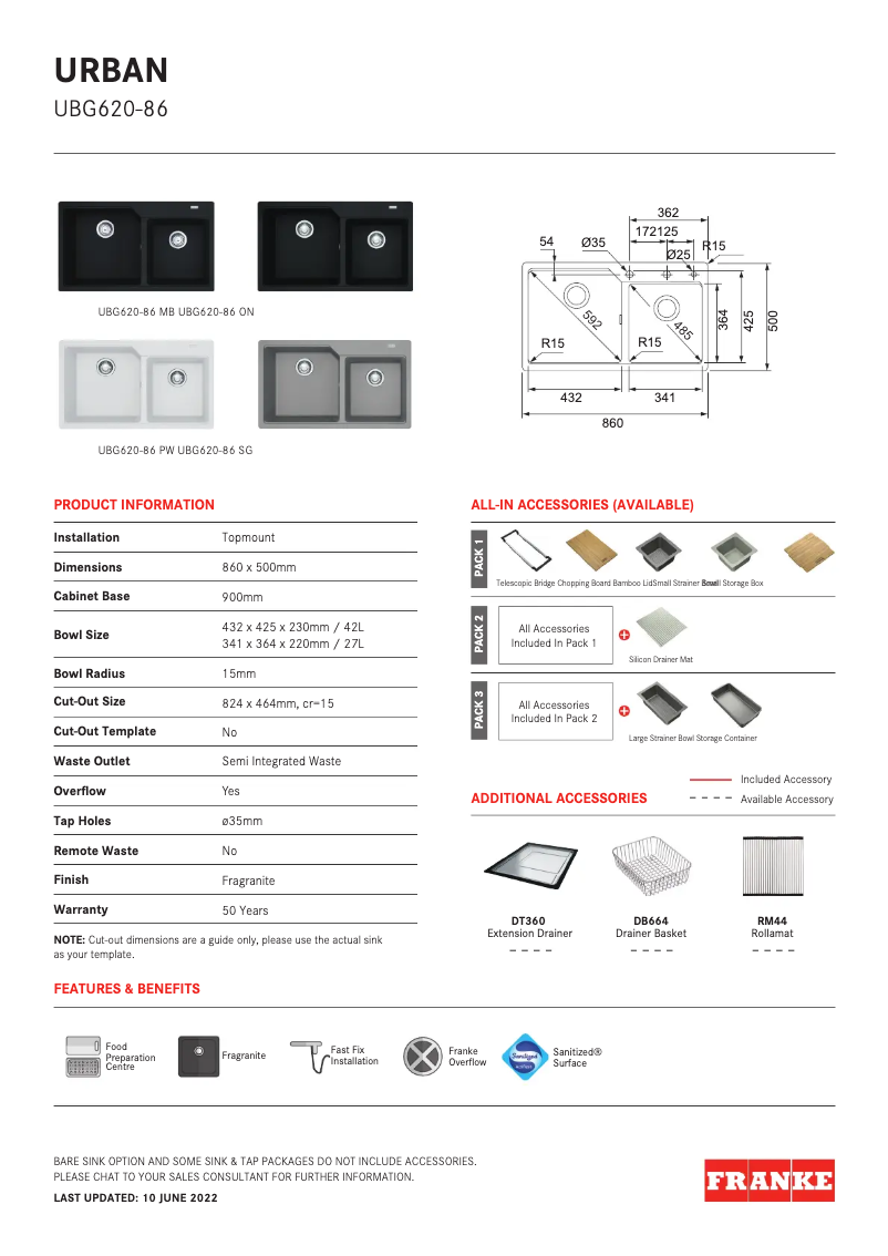 Page 1 de la notice Manuel utilisateur Franke Maris UBG620-86ON