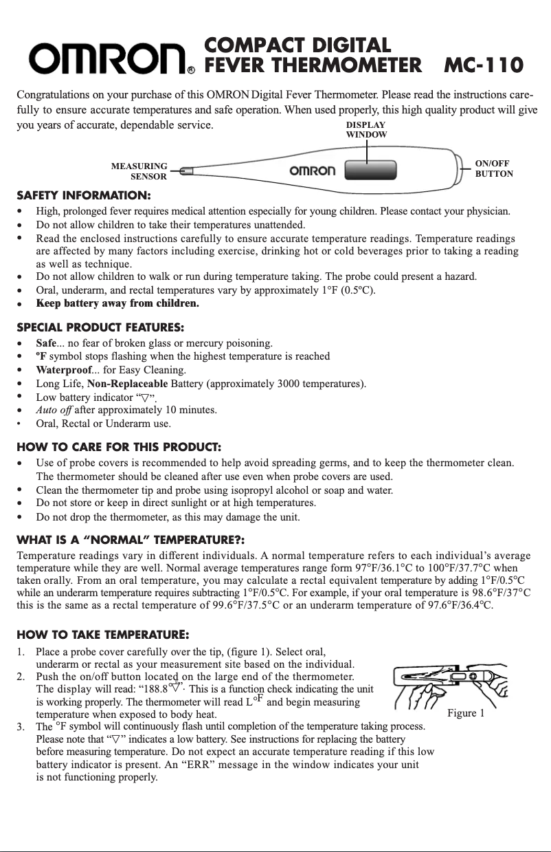 Página 1 del manual Manual de usuario Omron MC-110