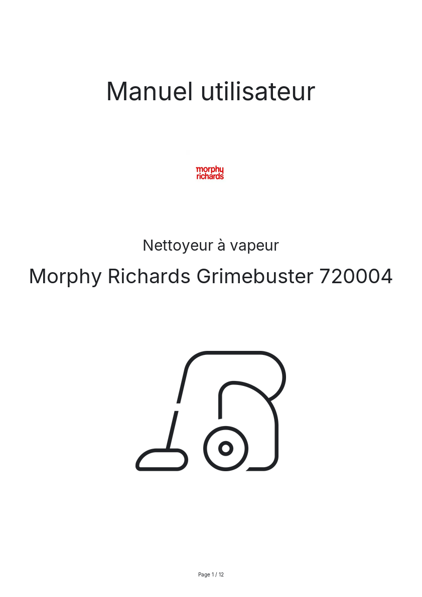 Image de la première page du manuel de l'appareil Grimebuster 720004