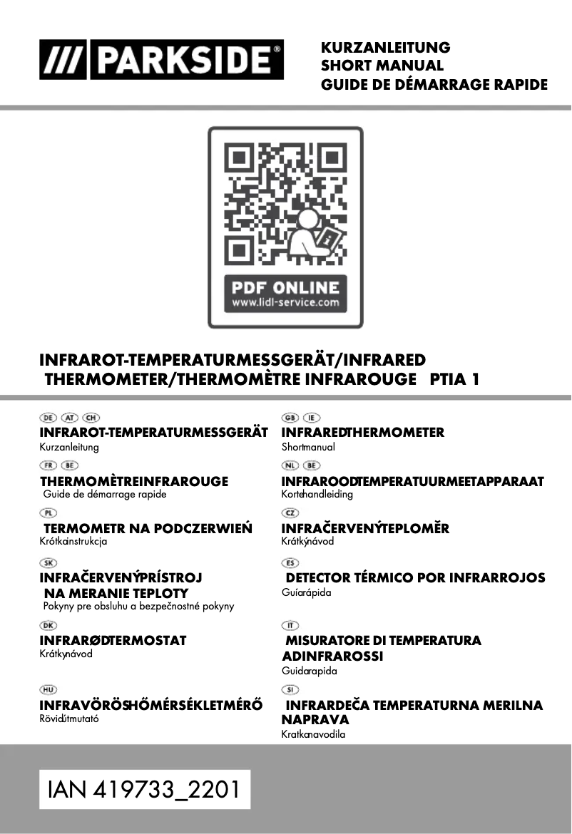 Page n°1 - Manuel utilisateur Parkside PTIA 1