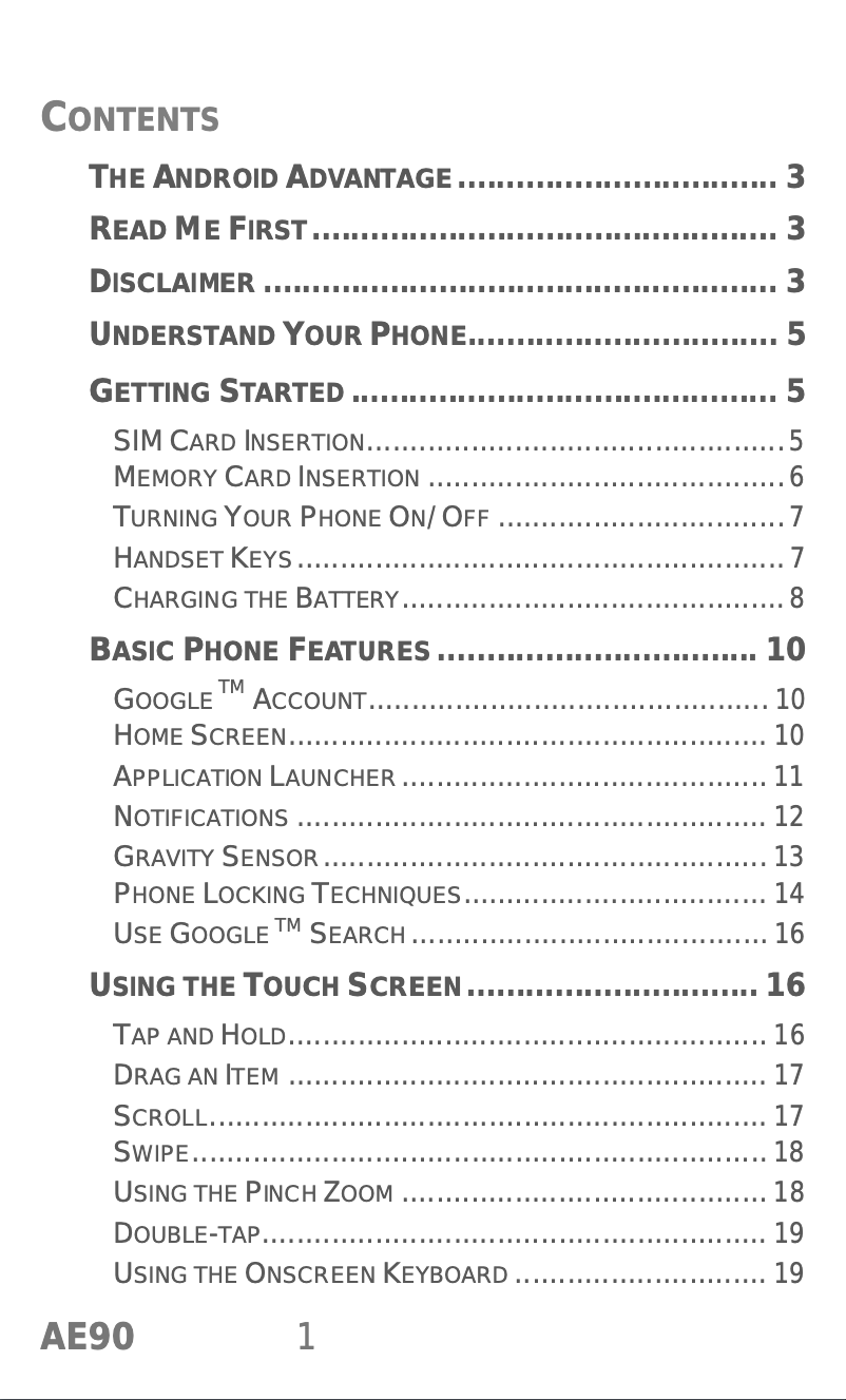 Page 1 de la notice Manuel utilisateur Micromax Canvas Duet AE90