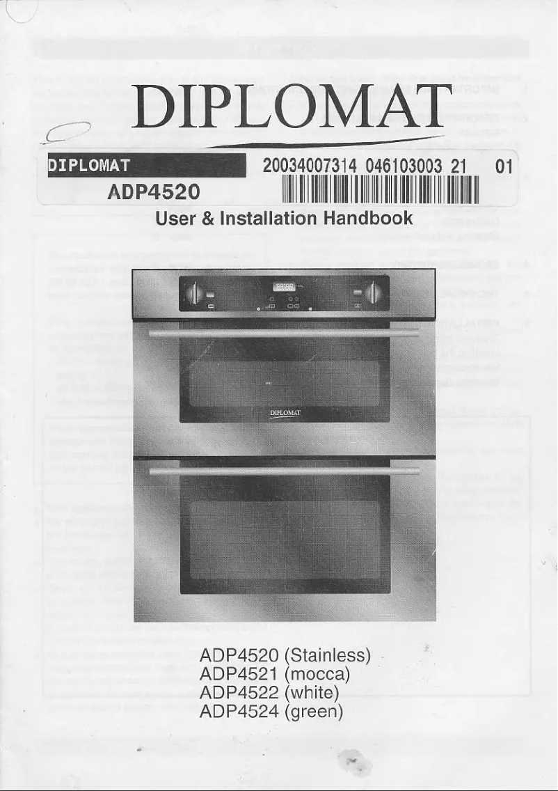 Page n°1 - Manuel utilisateur Diplomat ADP4520