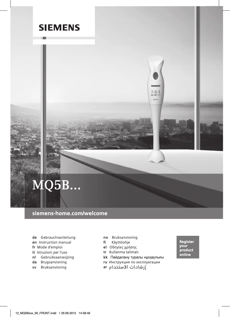 Page 1 de la notice Manuel utilisateur Siemens MQ5B350N