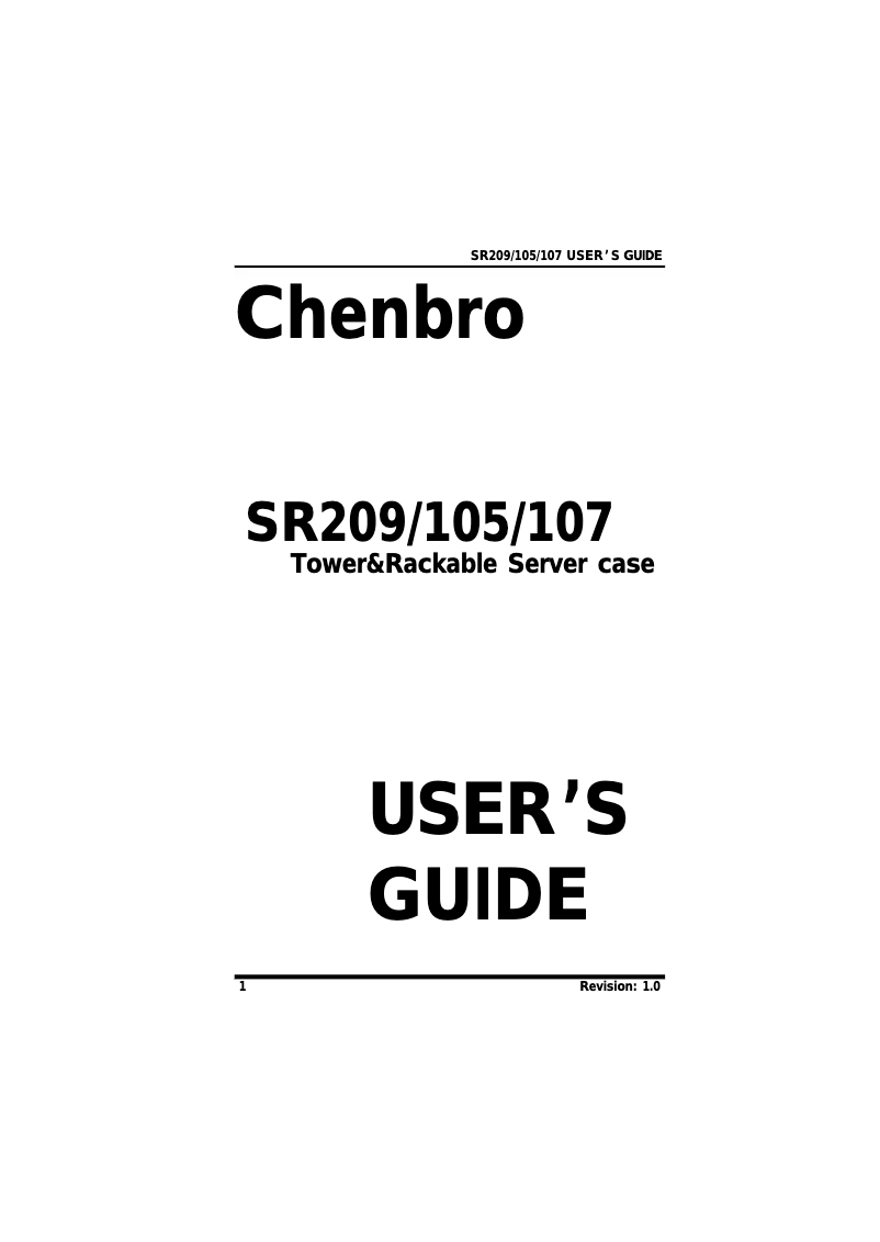 Page 1 de la notice Manuel utilisateur Chenbro Micom SR20968