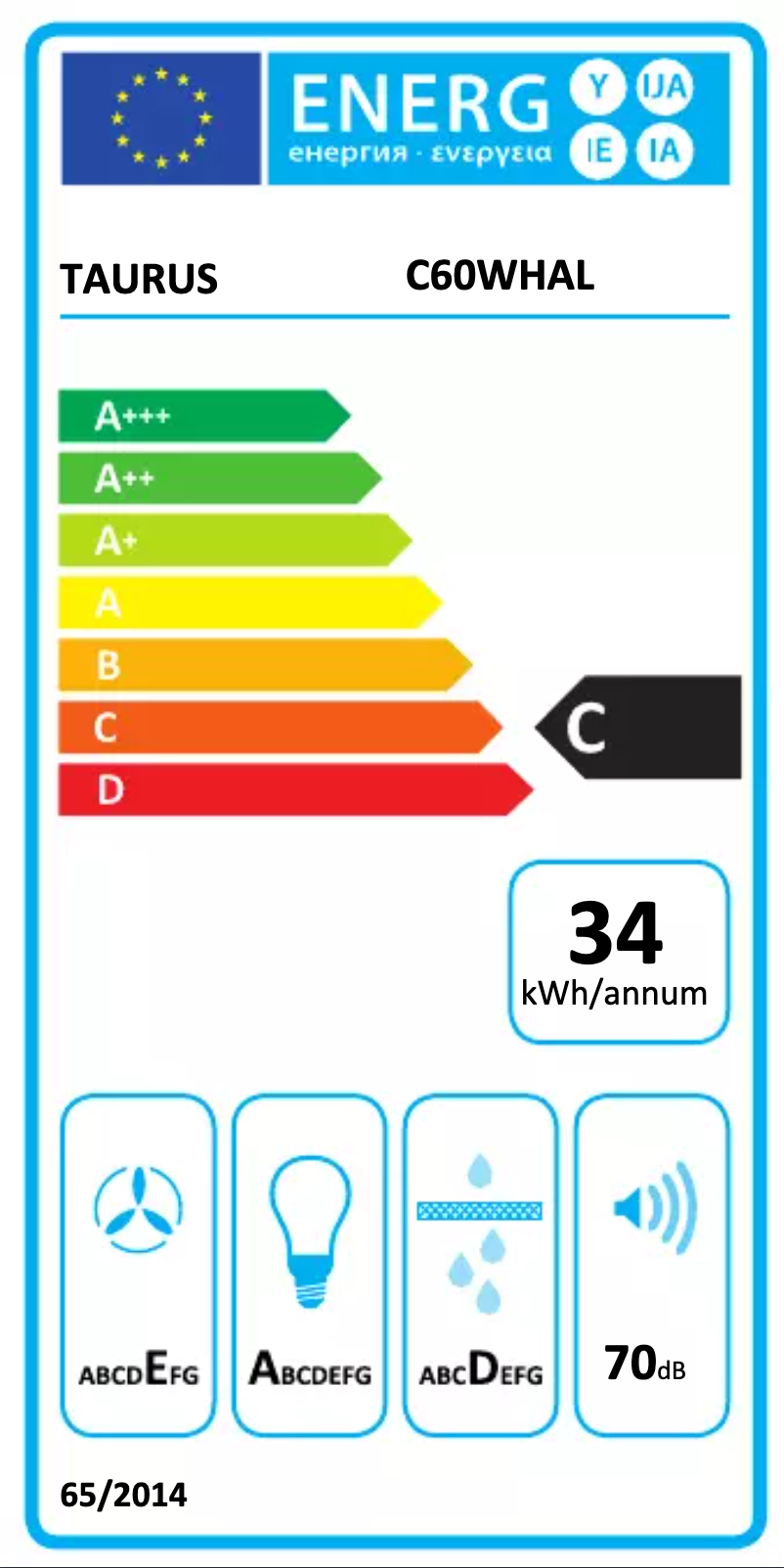 Page n°1 - Label énergétique Taurus C60WHAL