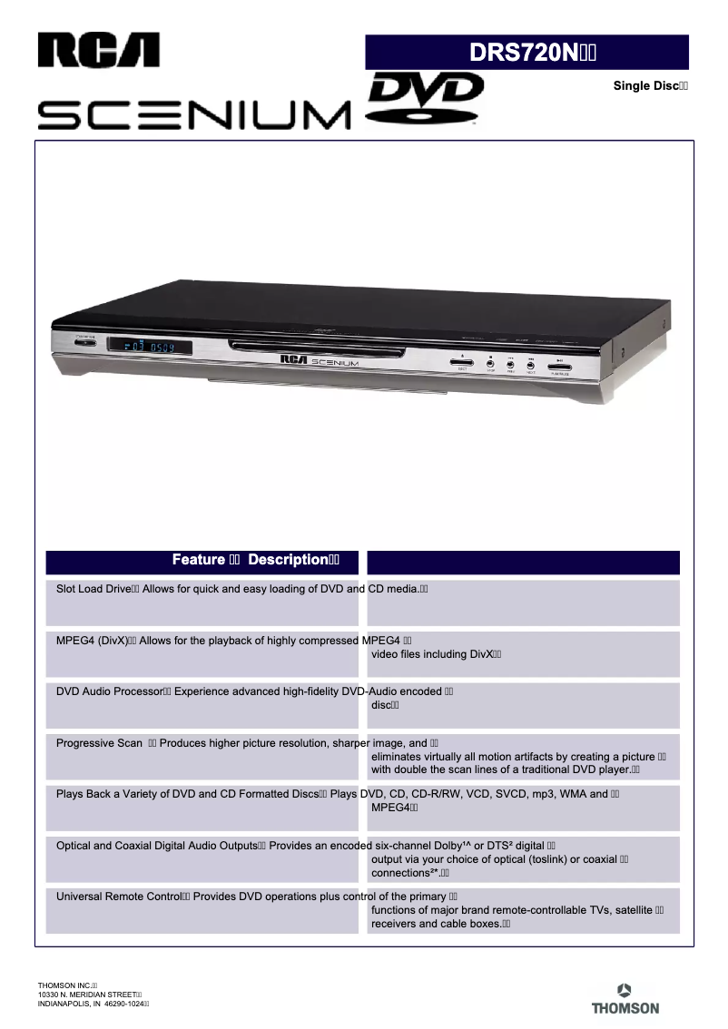 Image de la première page du manuel de l'appareil Scenium DRS720N