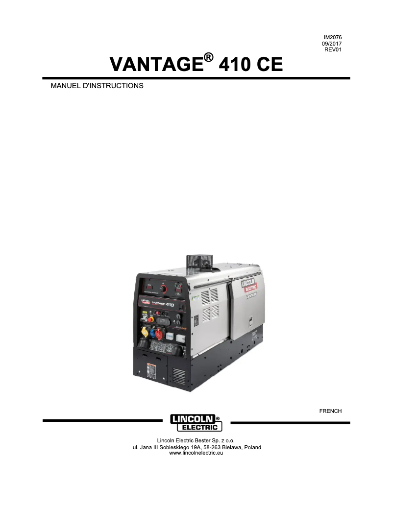 Image de la première page du manuel de l'appareil Vantage 410 CE