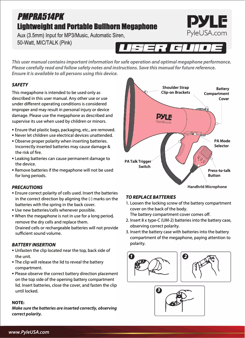 Page n°1 - Manuel utilisateur Pyle PMPRA514PK