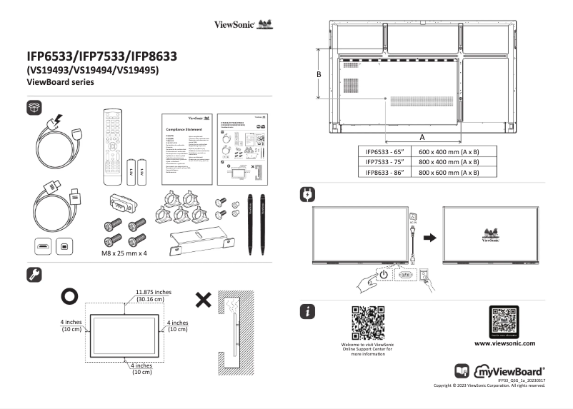 Page n°1 - Guide de démarrage rapide Viewsonic IFP6533