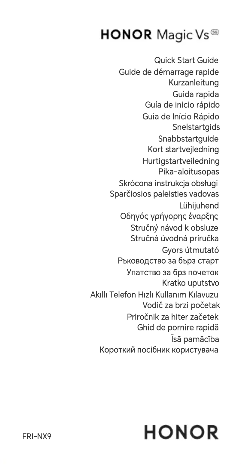 Page 1 de la notice Guide de démarrage rapide Honor Magic Vs 5G