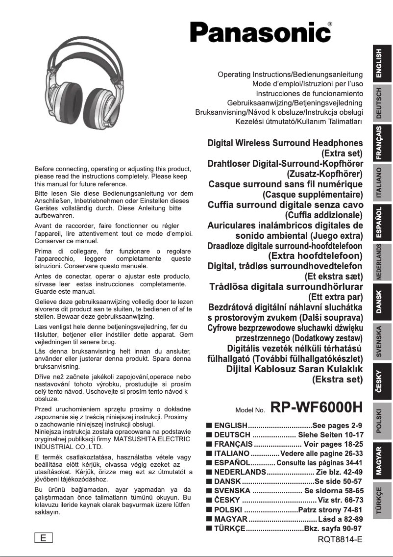 Image de la première page du manuel de l'appareil RP-WF6000H