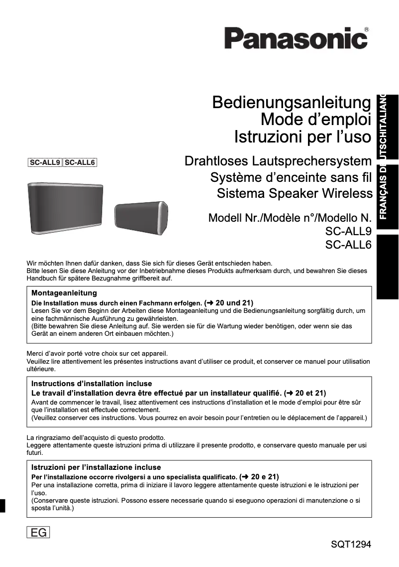Imagen de la primera página del manual del dispositivo SC-ALL9