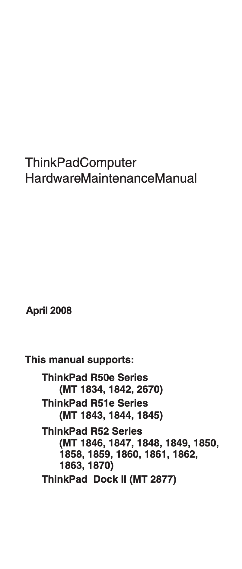 Page 1 de la notice Manuel utilisateur Lenovo ThinkPad R50e