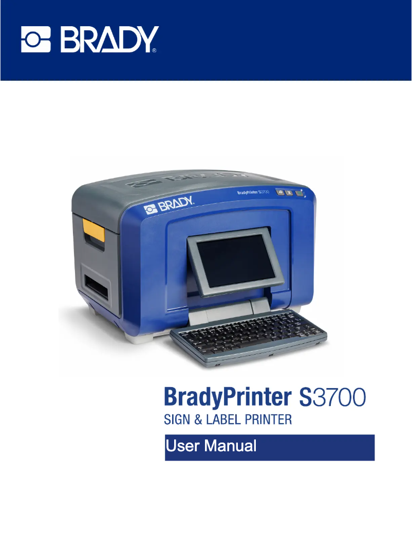 Page n°1 - Manuel utilisateur Brady BradyPrinter S3700