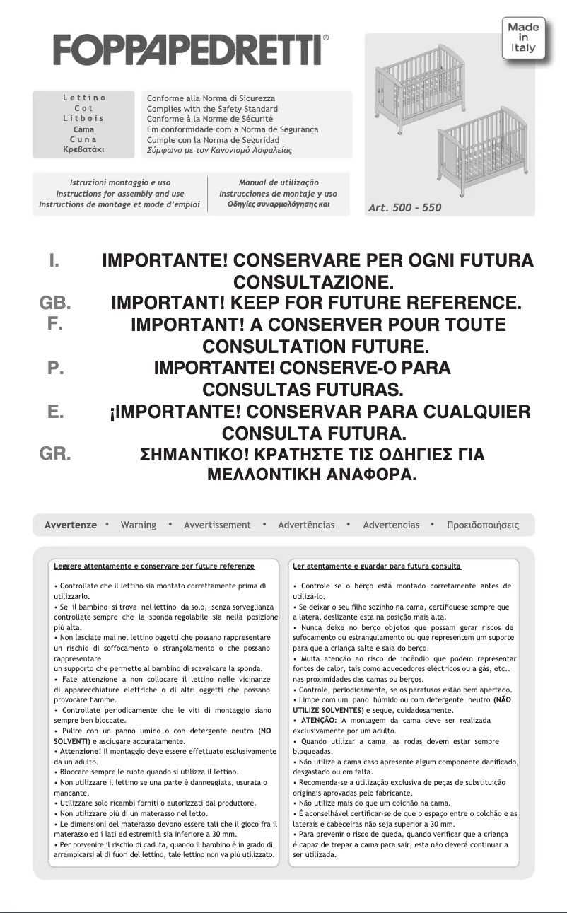 Image de la première page du manuel de l'appareil Lettino Dolcecuore 500