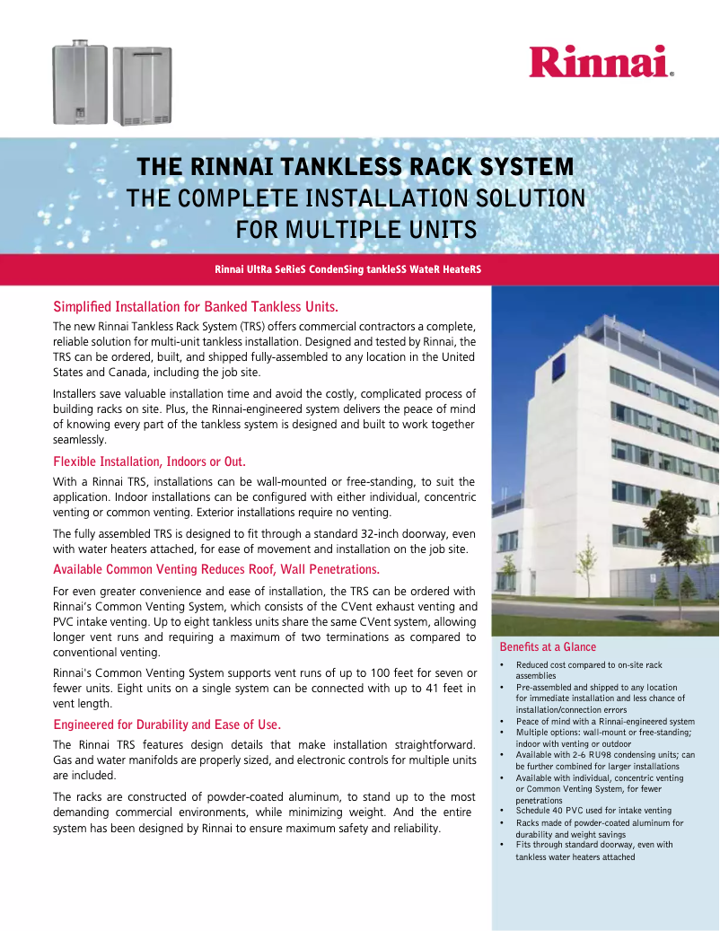 Image de la première page du manuel de l'appareil Tankless Rack System TRW02EN
