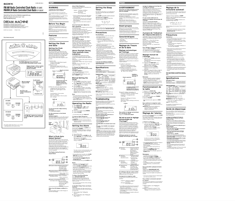 Page n°1 - Manuel utilisateur Sony ICF-C60LRC
