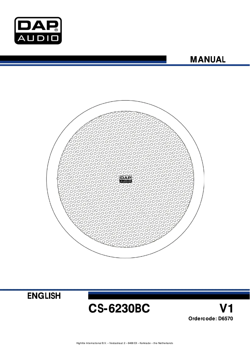 Page 1 de la notice Manuel utilisateur DAP-Audio CS-6230BC