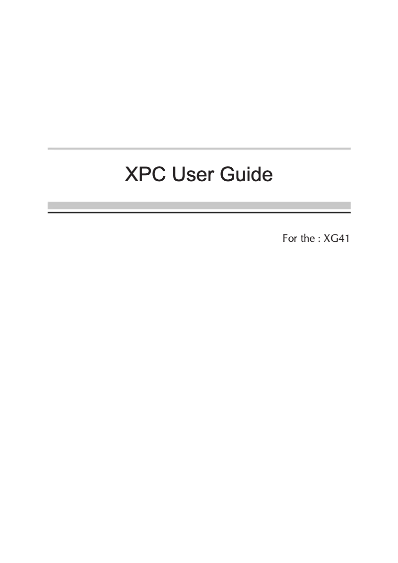 Image de la première page du manuel de l'appareil XPC XG41